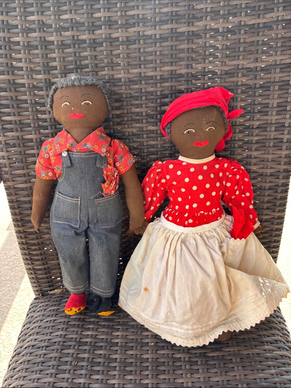 Vintage black Americana cloth doll couple